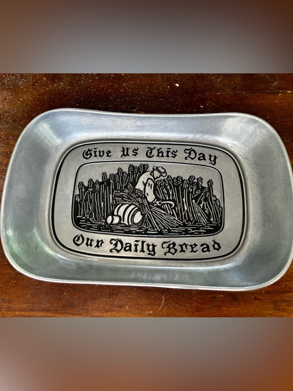 Metal Bread Tray - "Give Us This Day Our Daily Bread"